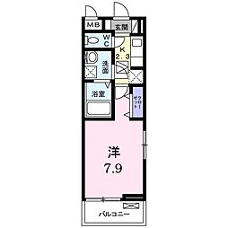 グラツィオーソ 1Kの間取図画像