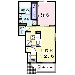 リヴァプール 1LDKの間取図画像