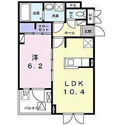 パーシモン 1LDKの間取図画像