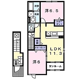 カーサフェリーセスB 2LDKの間取図画像
