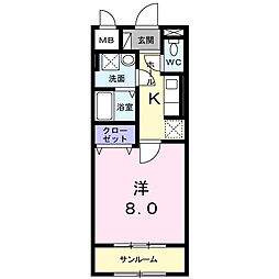 ネオプレジール 1Kの間取図画像