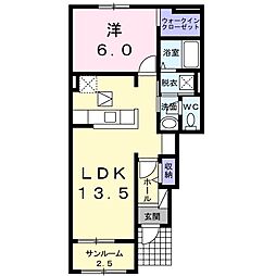 フラットヒルズ3 1LDKの間取図画像