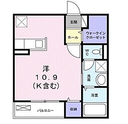 モデルノ1 1Kの間取図画像
