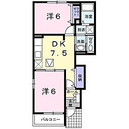 アイ・メゾンB 2DKの間取図画像