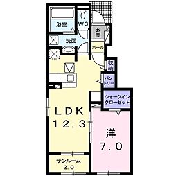 メゾンリッシユ薬師 1LDKの間取図画像