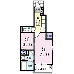 ラ・ルーチェ米原2 1Kの間取図画像
