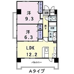 ヒルズ天神 2LDKの間取図画像