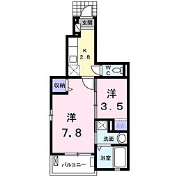 ブルック駅西 1SKの間取図画像