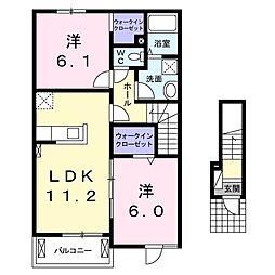 サニープラシード4 2LDKの間取図画像