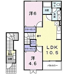 サンリットY・A棟 2LDKの間取図画像