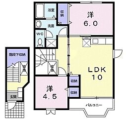 ミレニアムKAN2B 2LDKの間取図画像