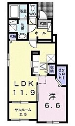 ミニョンノンブリル秋吉 1LDKの間取図画像