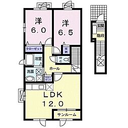 プロスペラーレ・ウエスト 2LDKの間取図画像