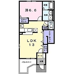 カーネリアン山ノ内 1LDKの間取図画像