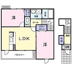 エスターテ 2LDKの間取図画像