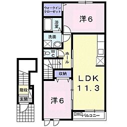 カーサ府中2 2LDKの間取図画像
