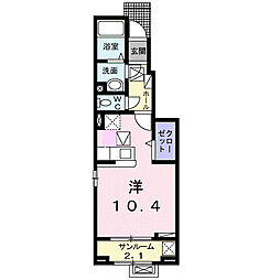 10.ライツ・平井 ワンルームの間取図画像