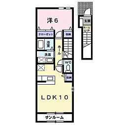アルバーダ 1LDKの間取図画像