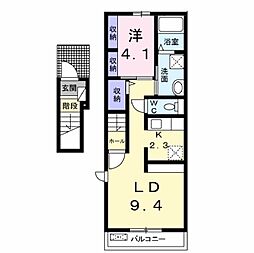 カーサ・トランキーロ2 1LDKの間取図画像