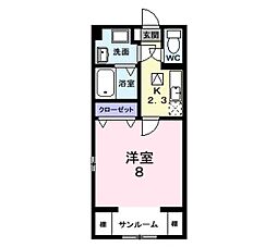 ラヴィッサンボヌール 1Kの間取図画像