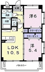 マンション灯 2LDKの間取図画像
