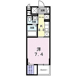 エムズアーク1 1Kの間取図画像