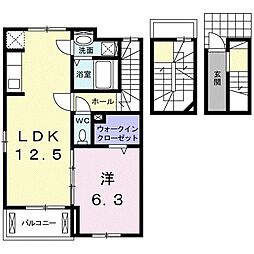 ロイヤルコート上ノ山 1LDKの間取図画像