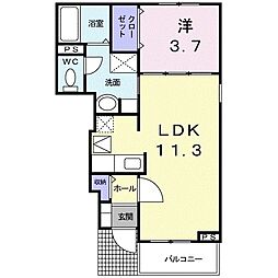 サニーハウス弐番館 1LDKの間取図画像