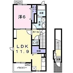 コンフォール御山 1LDKの間取図画像