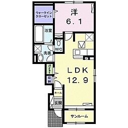 雅 1LDKの間取図画像