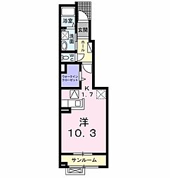 パンジュール 1Kの間取図画像
