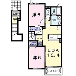 プリムローズA 2LDKの間取図画像