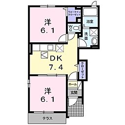 アドニード3 2DKの間取図画像