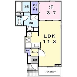 ぱしむふろーりら 1LDKの間取図画像