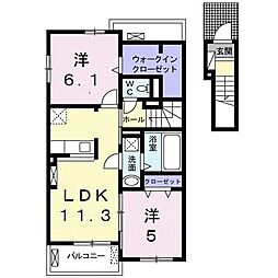 ピュアハイツ華A 2LDKの間取図画像