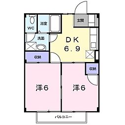 ヤマトハイツA 2DKの間取図画像