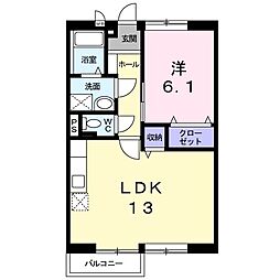 メゾン甘楽A 1LDKの間取図画像
