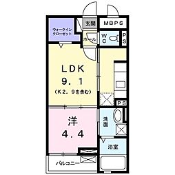 レジデンス松井山手 4階1LDKの間取り