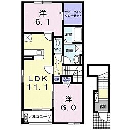 メゾン・ド・パルフェB 2LDKの間取図画像