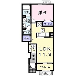 ル・ユズ 1LDKの間取図画像