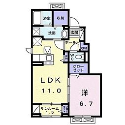 プロムナード　公文名Ａ 1階1LDKの間取り