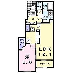 リゼール・ド・レ・ミュE館 1LDKの間取図画像