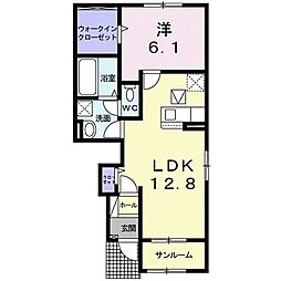 カーサベル 1LDKの間取図画像