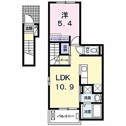 マリオ北島A 1LDKの間取図画像