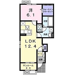 キスリー2 1LDKの間取図画像
