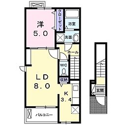 グリーンヒルズ2 1LDKの間取図画像