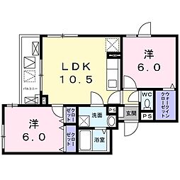 カルム中目黒 2LDKの間取図画像