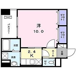 ソワ・リヴィエール 1Kの間取図画像