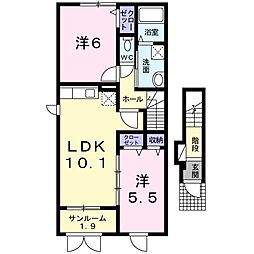 サニーガーデン2 2LDKの間取図画像