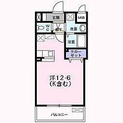 クラウンパレス 1Kの間取図画像